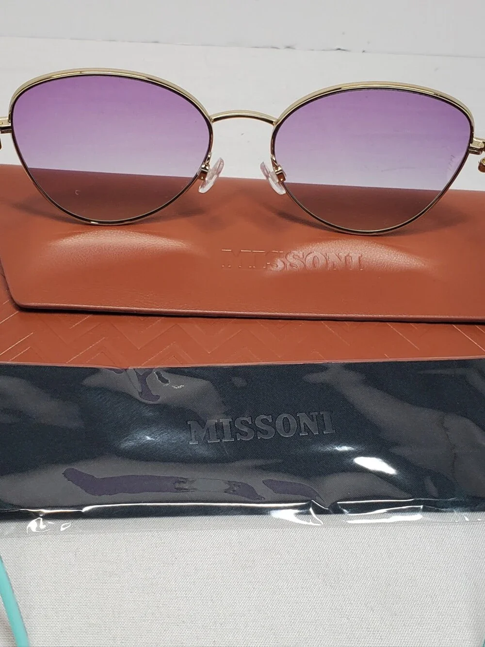 Missoni Purple Gradient Cat-Eye Sunglasses with Blue Temple Tips 55-17-140